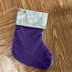 Christmas Purple & Silver Stocking, velvety material with white designs